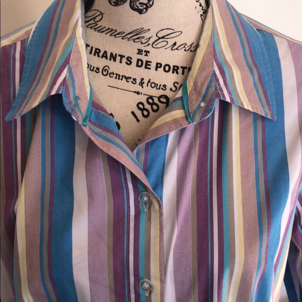 Apostrophe Stretch Top Collared Button Up Top - image 2